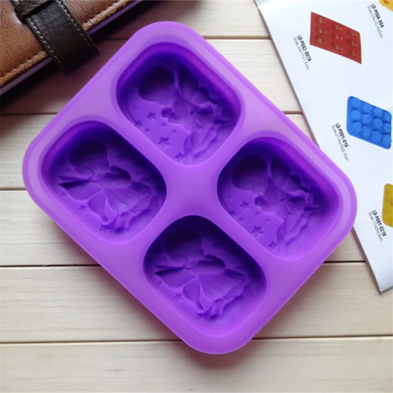 Angel Purple Розовые цветы силиконовая форма в виде ангела для мыла многофункциональные формы для свечей торт конфеты форма для выпечки DIY ручной работы ремесло - Цвет: Angel Purple