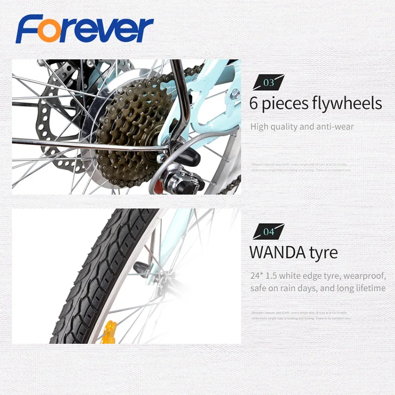 Flash Deal FOREVER Shuttle Ladies Bicycle High-Carbon Steel Frame for Students Commuters Princess City Bike Commuting Bike for Women 24in 4 Flash Deal FOREVER Shuttle Ladies Bicycle High-Carbon Steel Frame for Students Commuters Princess City Bike Commuting Bike for Women 24in 4