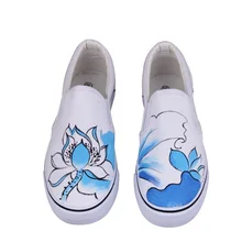 

new foot wrapping women's canvas shoes custom hand-painted shoes flower Graffiti low comfortable cow muscle