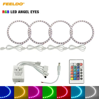 

FEELDO 1set Car LED RGB Angel Eyes Halo Ring Light Wireless Remote Control for Ford Focus 08+ Bi-Xenon Headlight