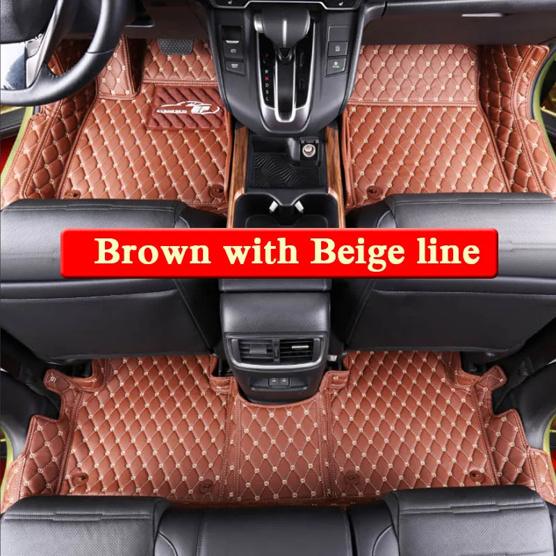 Car Styling Car Floor Mats For Mitsubishi Outlander- 5Seats LHD Leather Auto Foot Pad Cover Internal Accessories - Color Name: Brown