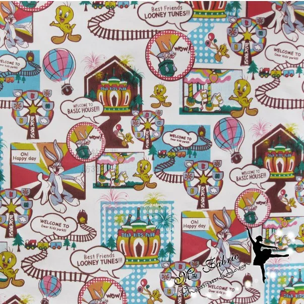 

50*124cm Bugs Bunny Tweety Bird Cotton Sewing Fabric DIY Handmade Material Hometextile Patchwork Sew Baby Toy Plain