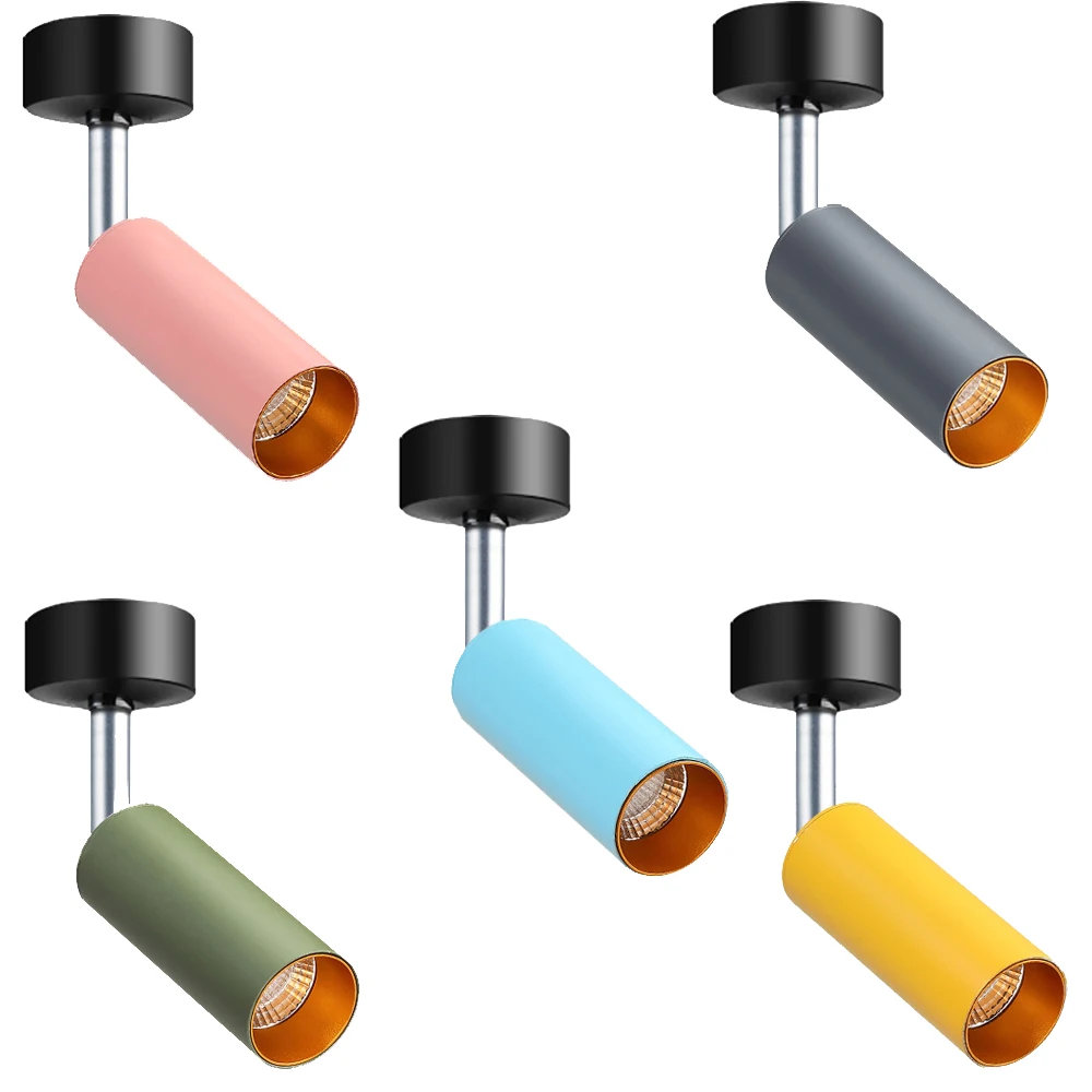 

Macaron 5W/10W LED COB Ceiling Light Adjustable Picture Lamp Spotlight Bedroom Store Gray/Blue/Green/Yellow/Pink shell