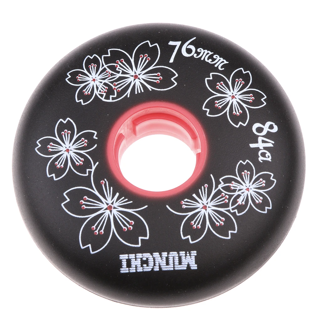 4 Pieces Heavy Duty Inline Roller Hockey Fitness Skate Replacement Wheel 84A Black/Red 72mm/76mm/80mm