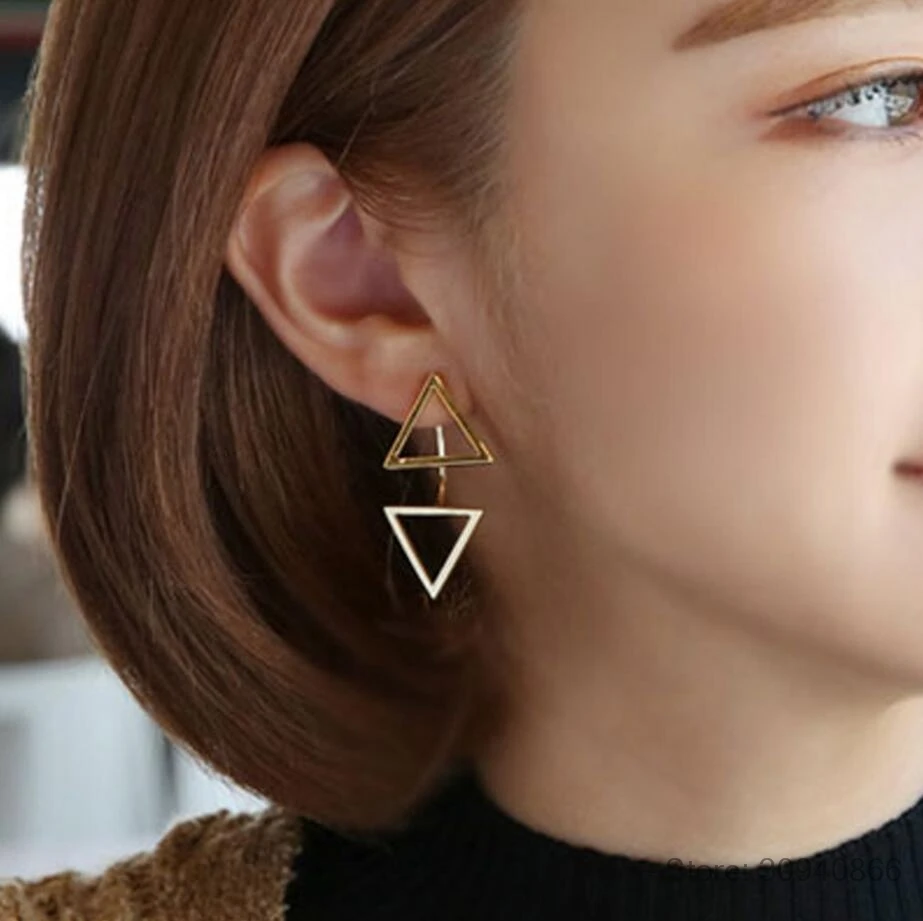 

925 Sterling Silver Earrings For Women Personality Triangle Stud Earrings oorbellen Boucle d'oreille Fine Jewelry S-E508