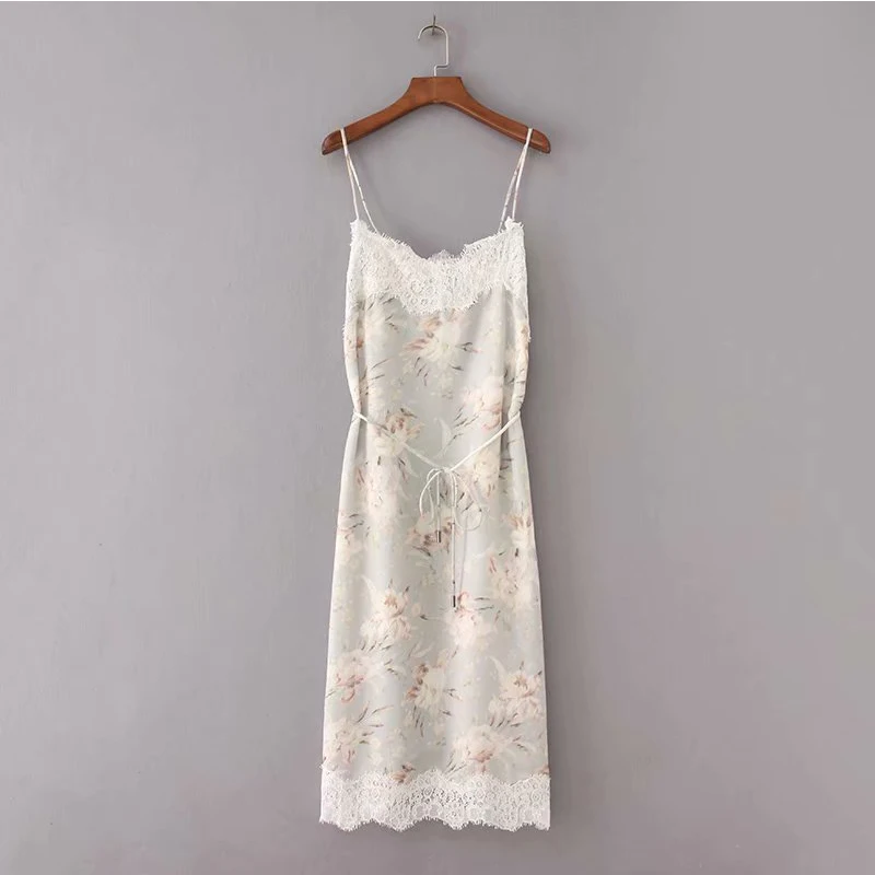 Women's Clothing Dress 2019 Chiffon Sling Lace V-Neck Dress Ms Summer Street Sexy Slim Fit Fashion Style Temperament Clothing