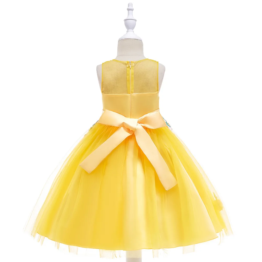 Vestido daminha золотой цветок платья для девочек для свадьбы бисером Детские вечерние бальные платья Длинные для девочек нарядные платья 2018
