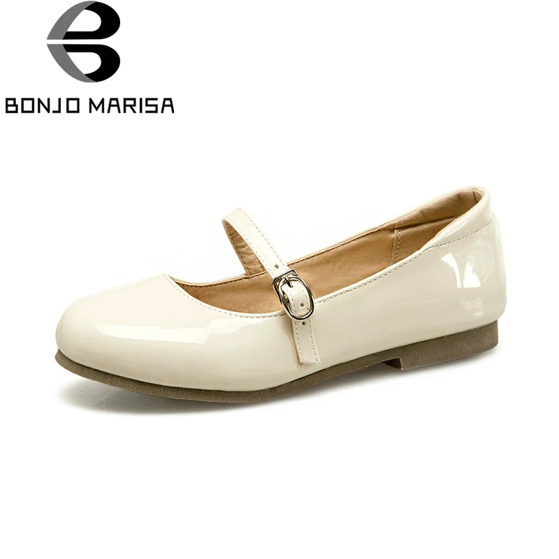 

BONJOMARISA 2019 Spring Autumn Sweet Shallow Women Mary Janes Flats Big Size 32-43 Low Heels Shoes Woman Comfortable Casual Shoe