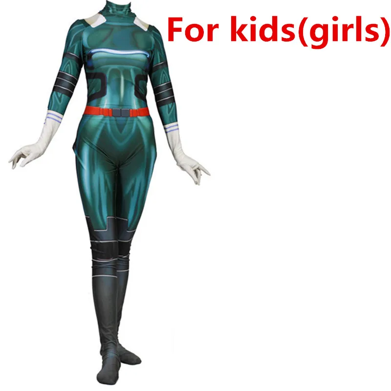 Аниме Мой герой Academy Косплей Midoriya Izuko Deku костюмы парик мужчины женщины zentai боди костюм костюмы на Хэллоуин для детей и взрослых - Цвет: For kids (girls)