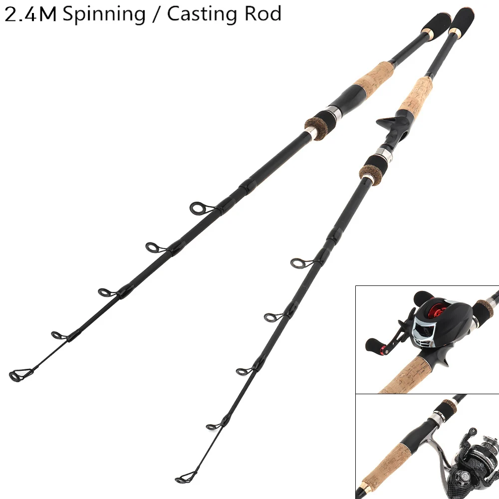 

Durable 2.4m Simulation Wood Grain 6 Section Carbon Fiber Lure Fishing Rod Ultra Light Spinning / Casting Fishing Pole
