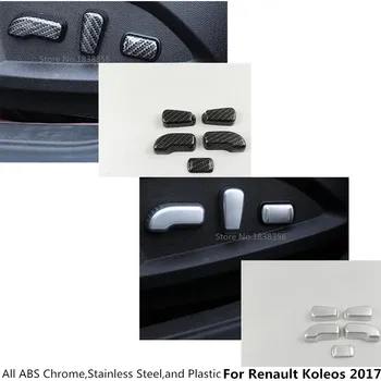 

For Renault Koleos 2017 2018 2019 2020 Car Cover Detector ABS Chrome Seat Adjustment Knob Button Switch Trim Accessories 5pcs