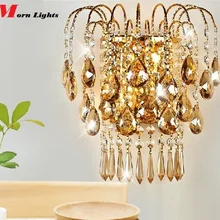 Хрустальный светильник, Роскошный топ, Хрустальный настенный светильник, золотой настенный светильник, лампа для спальни, гостиной, настенные лампы, бра, хрустальный светильник