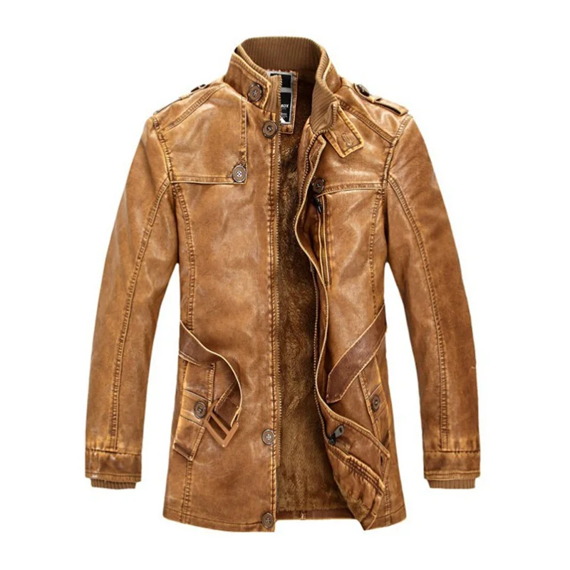 BOLUBAO, Мужская модная кожаная куртка, парка,, мужская повседневная брендовая одежда из искусственной кожи, мужские длинные кожаные куртки плюс бархатные пальто
