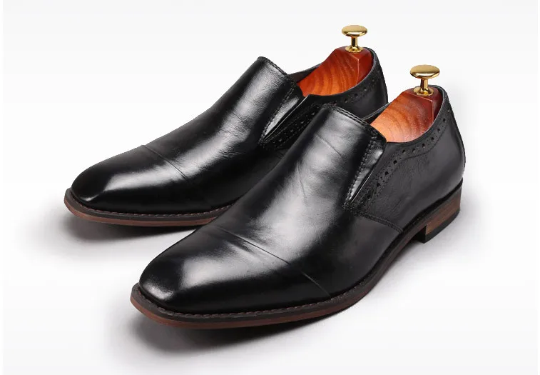 Мужские новые стильные модельные туфли из натуральной кожи без шнуровки Мужские квадратные носки наивысшего качества, деловые повседневные модельные туфли мужская обувь с резным узором