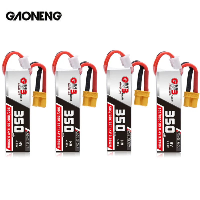 4PCS Gaoneng GNB 3S 11.1V 350mAh 50C/100C HV 4.35V Lipo Battery XT30 Plug for BetaFPV BETA75X RC FPV Cine Whoop BetaFPV Drone