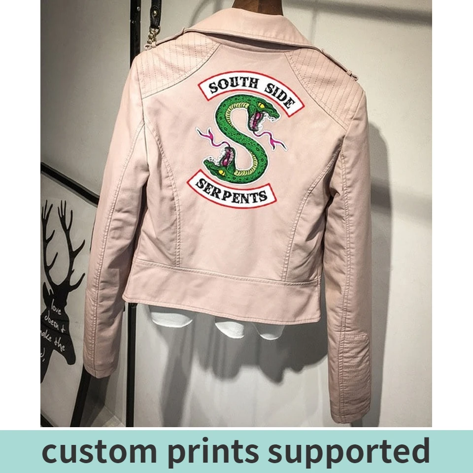 Günstig Southside Riverdale PU Leder Jacken Schlangen Frauen Riverdale Streetwear Leder Marke south side serpents outwear benutzerdefinierte