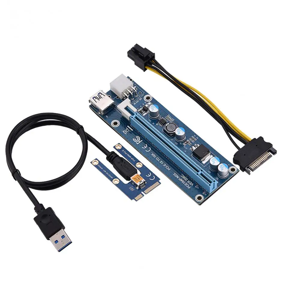 

Mini PCI-E to PCI Express 16x Extender Riser Adapter With SATA Power Cord Card for BTC Mining Miner Machine
