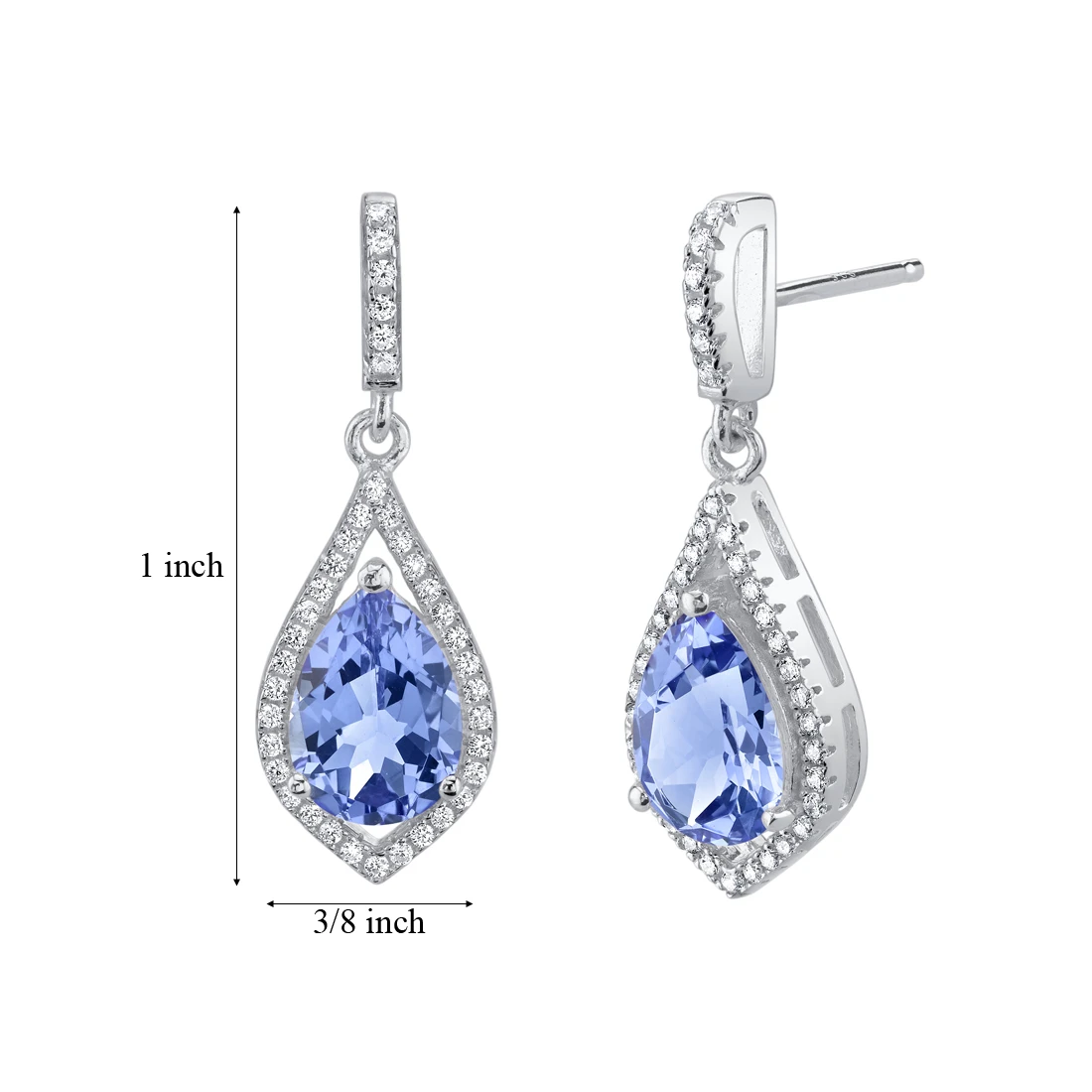Oravo Simulated Tanzanite Sterling Silver Tear Drop Eden Earrings (1)
