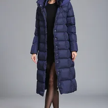 Новинка, зимний длинный пуховик, Женское пальто, большой размер, толстая, теплая, плюс длинная секция