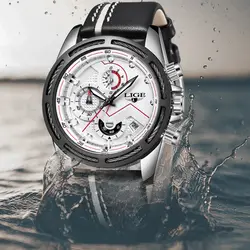 2018 мужские часы Марка LIGE Новый Хабар Роскошные модные кварцевые часы военные Водонепроницаемый Повседневное световой наручные Спорт