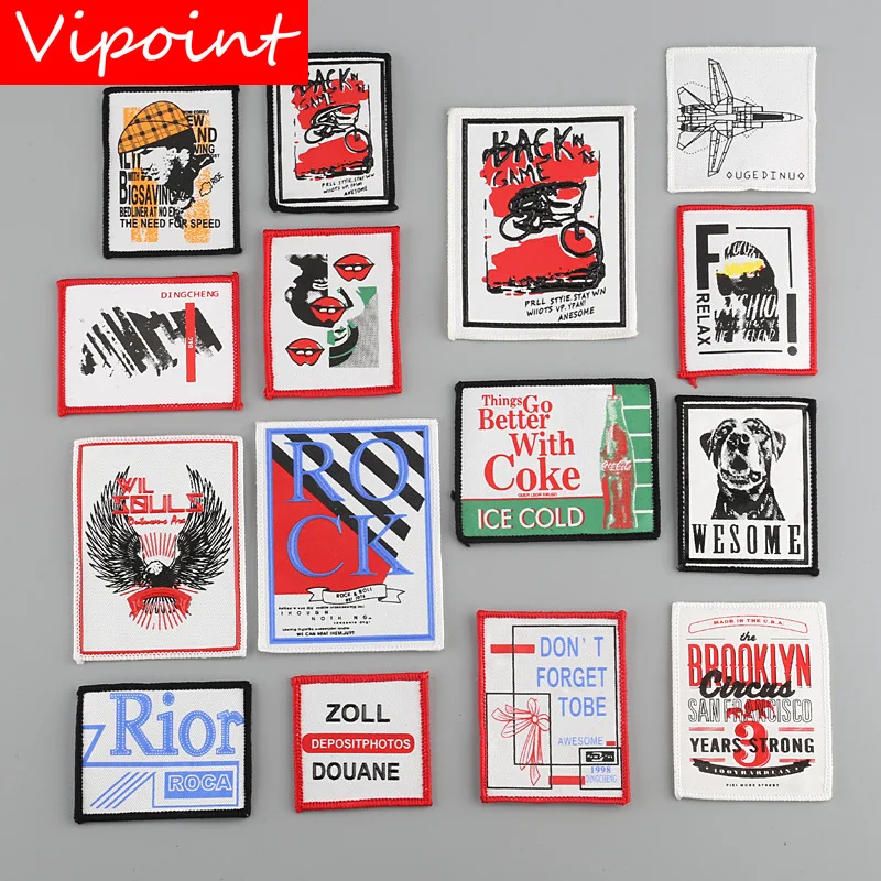 

VIPOINT embroidery printed warning patches letter alphabet patches badges applique patches for clothing YM-21