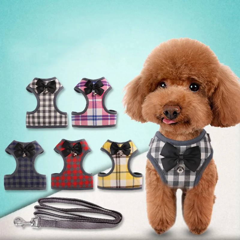 

Small Dog Harness and Leash Set Pet Cat Vest Harness With Bowknot Mesh Padded For Small Puppy Dogs Chihuahua Yorkies