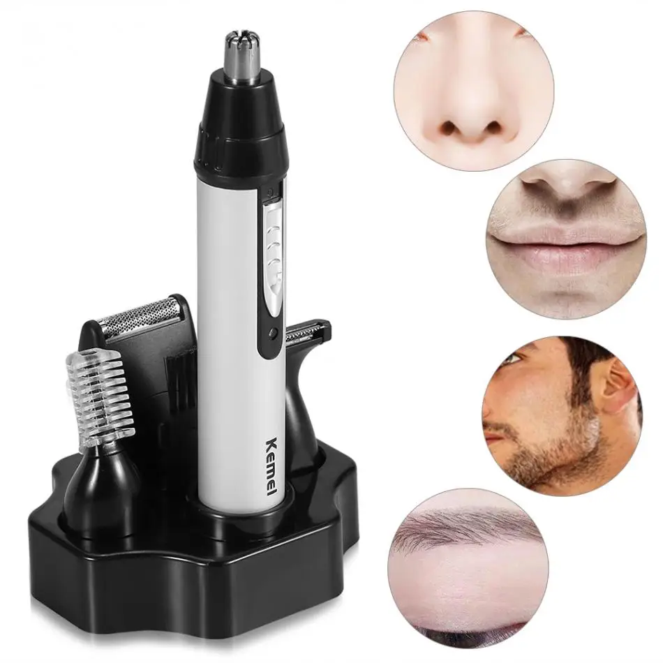 Kemei 4 In1 Electric Men Nose Hair Trimmer Nose Ear Eyebrow Beard