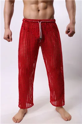 Джоггеры спортивные домашние шаровары для геев, одежда для секса прозрачные брюки сетчатые милые сетчатые штаны для мальчиков - Цвет: red
