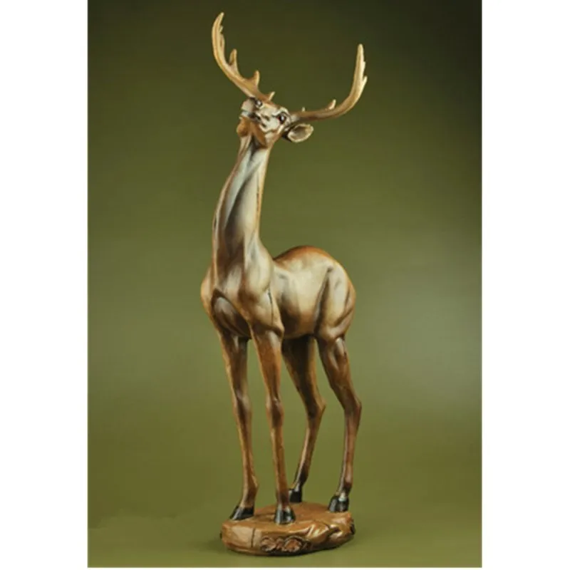 

2Pcs/set Deer Faux Wood Decorative Figurine Statue Resin Art&Craft Art Sculpture Home Decoration Accessories Living Room