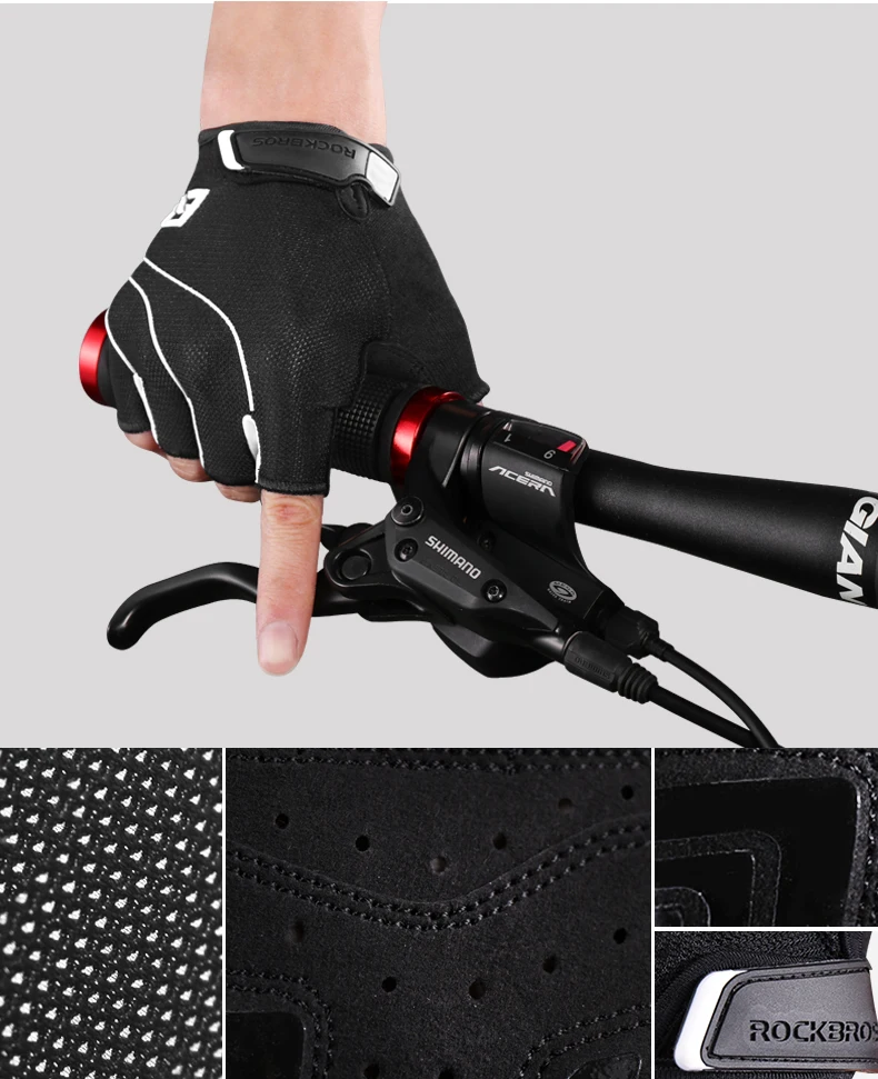 ROCKBROS Cycling Anti-slip Anti-sweat Men Women Half Finger Gloves Breathable Anti-shock Sports Gloves MTB Bike Bicycle Glove
