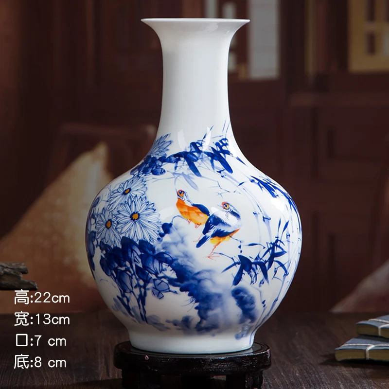 Vase 2 Традиционная китайская керамическая ваза Винтаж Home Decor настольные украшения силиконовая форма животных Птицы узор Art искусственный цветок ваза - Цвет: Vase 2