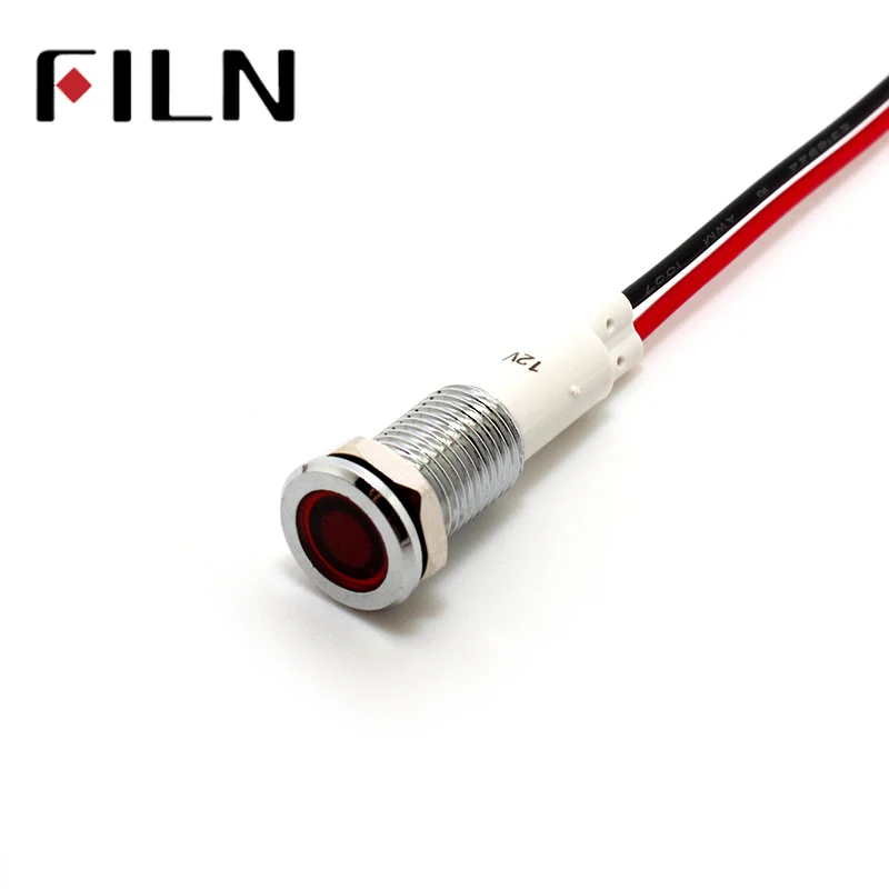 Pre-wires 20cm wire Metal Indicator light 10mm waterproof Signal lamp with wire 6V 12V 24V 110V 220v red yellow blue green white (3)