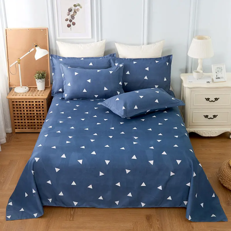 

Bed Cover A new arrival Blue Flower Printed Bed Sheet Skin Care Bedding Linens Fitted Sheet for Queen King Size Mattress Covers