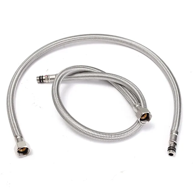 New Flexible Faucets Braided Hose Tap 2 X 24 Inch Length Line Pipe 3/8