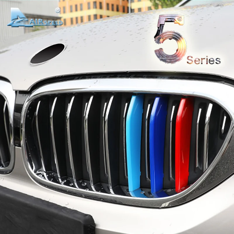Воздушная скорость автомобиля Передняя решетка полосатые Чехлы для BMW 5 серии GT F07 F10 F18 G30 G38 E60 Автоспорт Декоративные наклейки для автомобиля-Стайлинг