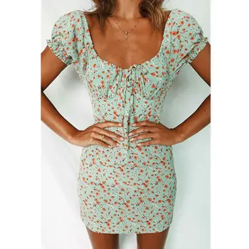 

2019 Fashion Summer Boho Floral Dress for Women Casual Mini Dress