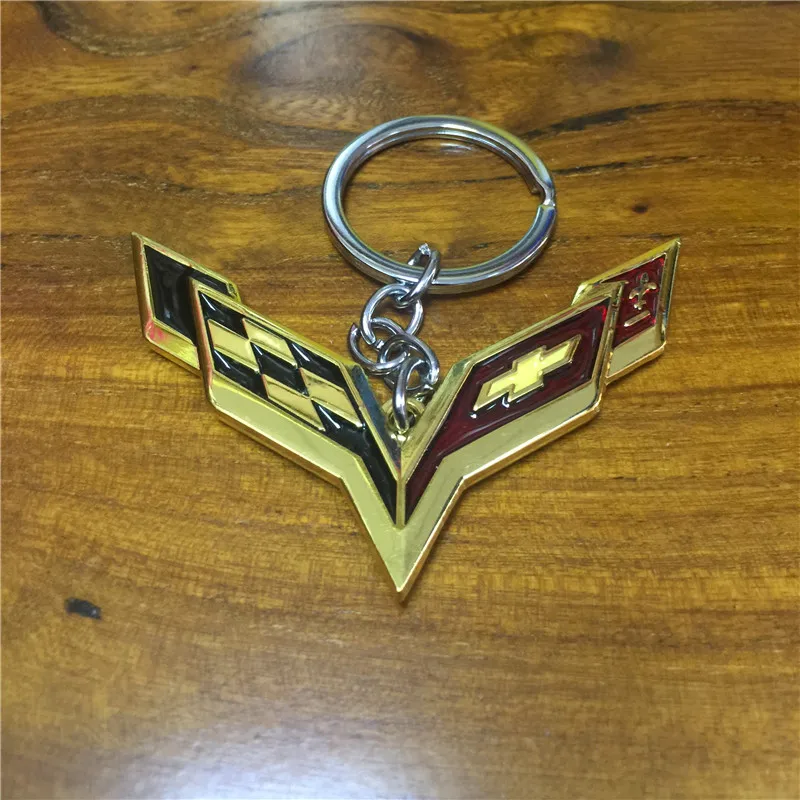 Keychain For Corvette Emblem Alloy Metal Car Keyring Vehicle Key Chain