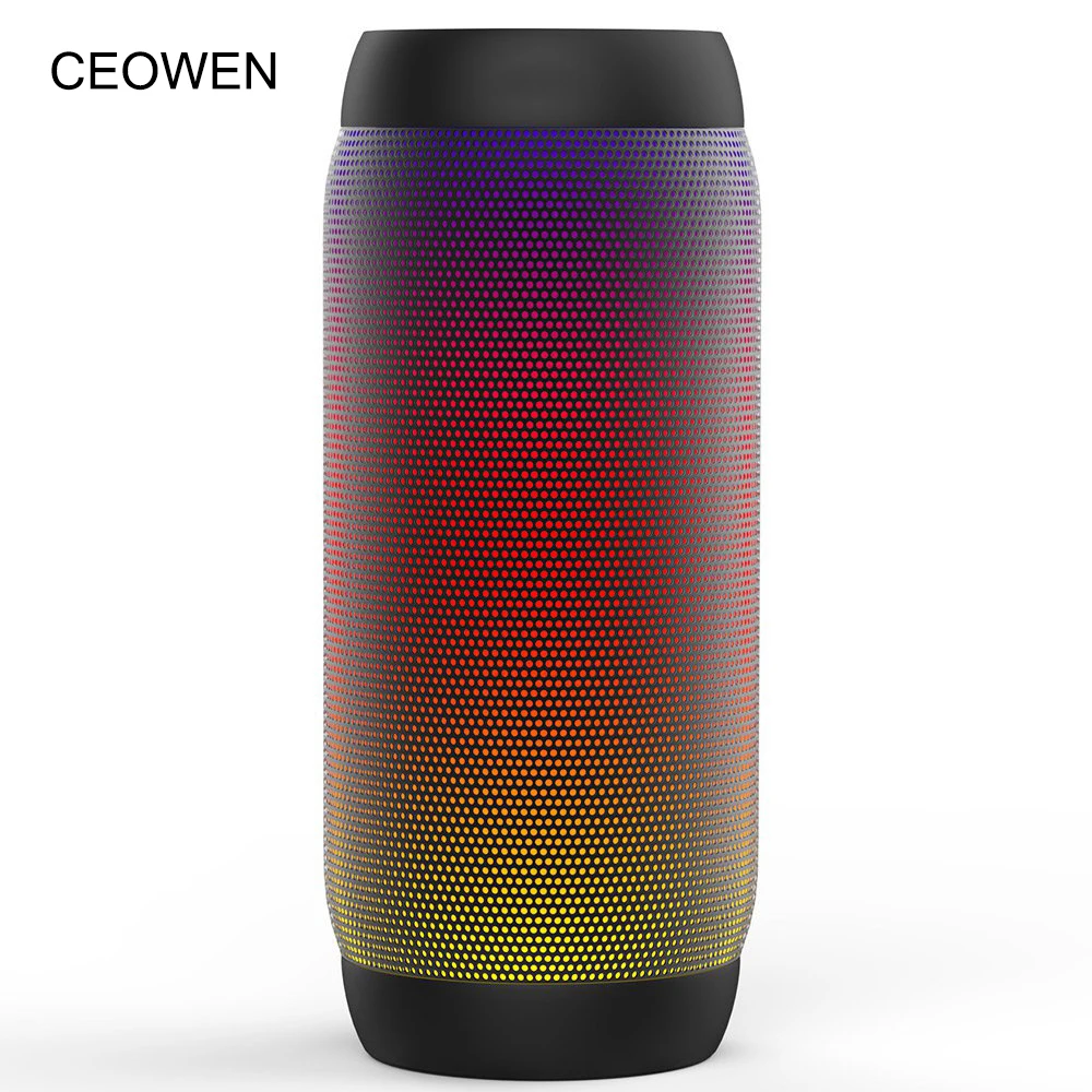 

CEOWEN 2019 New Original Cylindrical Subwoofer TF Card Colorful LED Portable Outdoor Wireless Bluetooth Speaker Free Shipping