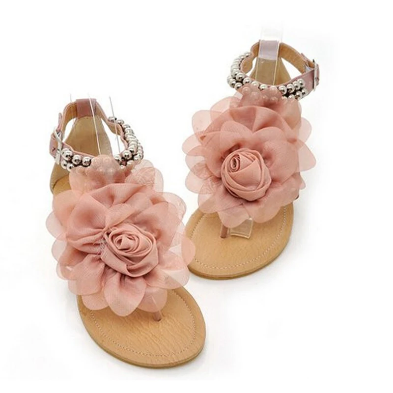 

Hot Fashion Gladiator Sandals for Women Female Beaded Flower Flat Summer Flip-flop Flats Women's Shoes Bohemia Sandals