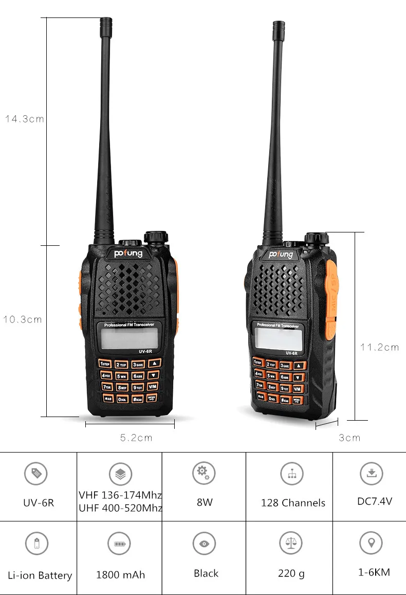 Baofeng UV-6R рация 5 Вт Радио УВЧ УКВ двухдиапазонный УФ 6R CB радио обновление UV-5R Baofeng рация HF трансивер для охоты