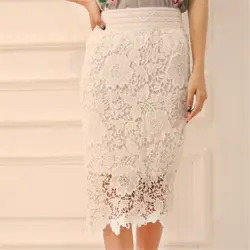 S-xxxl 2016 летняя новая Повседневная модная элегантная пикантная тонкая кружевная Женская юбка-карандаш с цветочным рисунком, большие