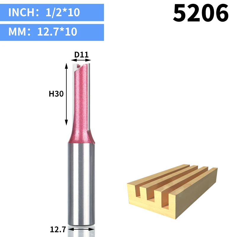 HUHAO 1 шт. 1/" хвостовик прямой бит Деревообрабатывающие инструменты вольфрамовые фрезы для дерева Карбид Концевая фреза фрезы древесины - Длина режущей кромки: 5206