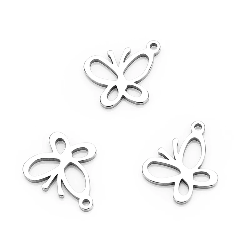 

Sauvoo 20pcs/lot Stainless Steel Insect Cute Butterfly Charms Pendant Connector for DIY Handmade Necklace Jewelry Making Finding