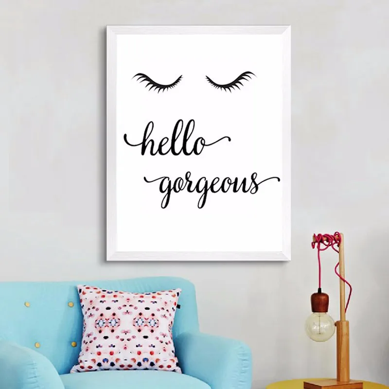 

Canvas Print Picture Wall Art Black White Modern Nordic Cartoon Letter Eye Lashes Painting Home Decoration Module Poster Bedroom