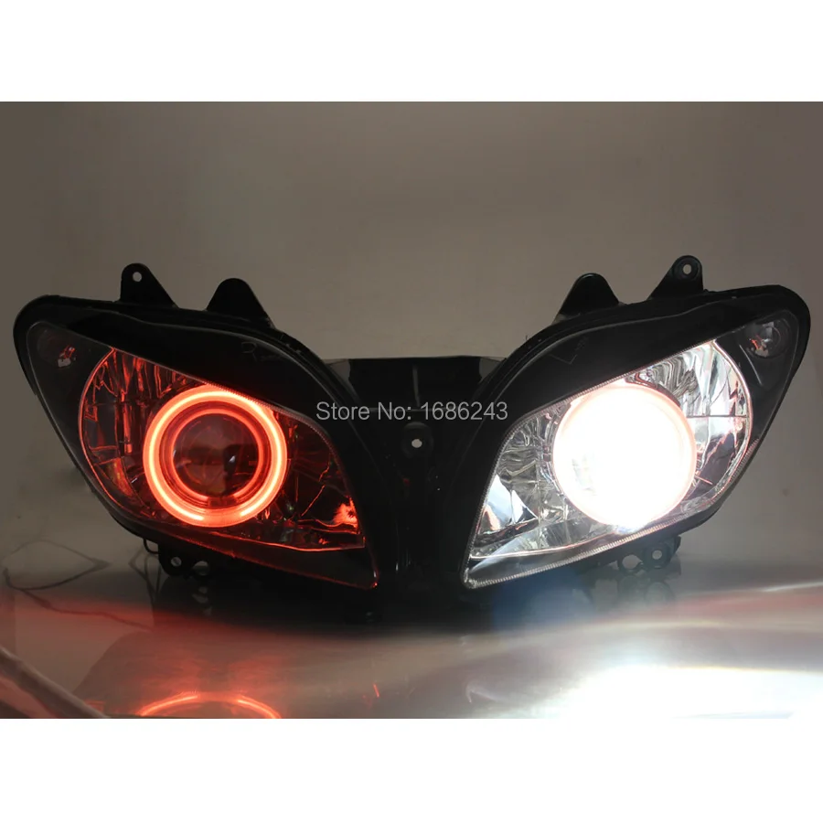 1 полный комплект HID проектор фары в сборе подходит для Yamaha YZF R1 2002-2003 белый угол красный демон глаза на заказ