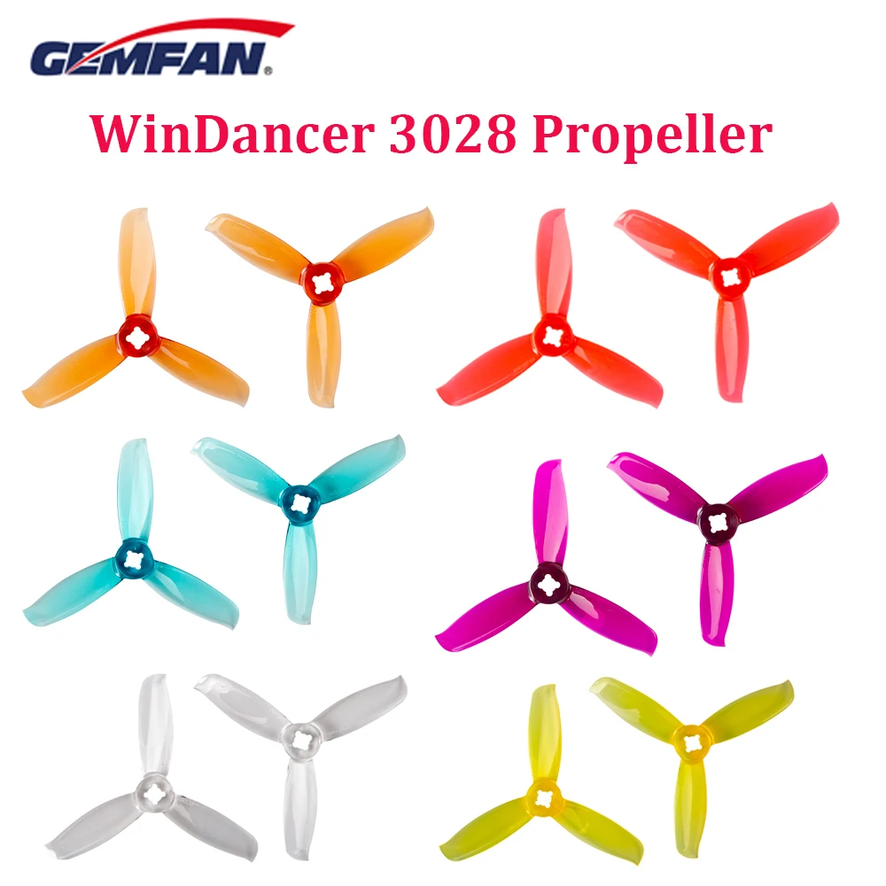 

10pair Gemfan Windancer 3028 Propeller 3 inch 3-Blade CW CCW FPV Propeller Durable Plastic For FPV Mini Racing Drone Freestyle