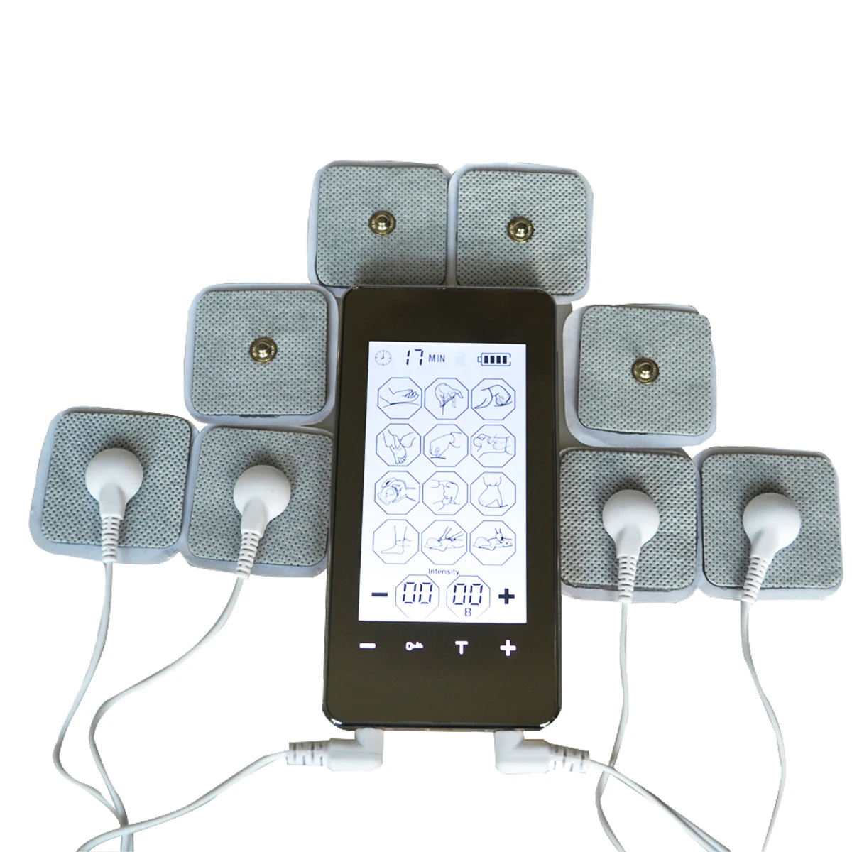 2 Channel Touch Screen Smart Tens Unit Electronic Pulse Massager 12Mode