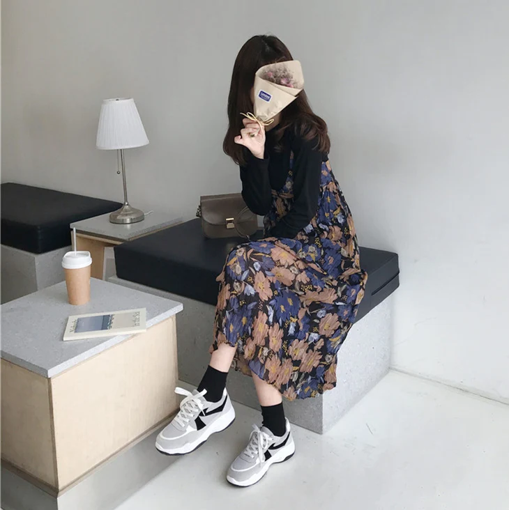 

S XL Spring robe femme Casual Boho Casual Sleeveless Vintage Women Dresses Female print Dress V neck braces Robe Femme Vestido