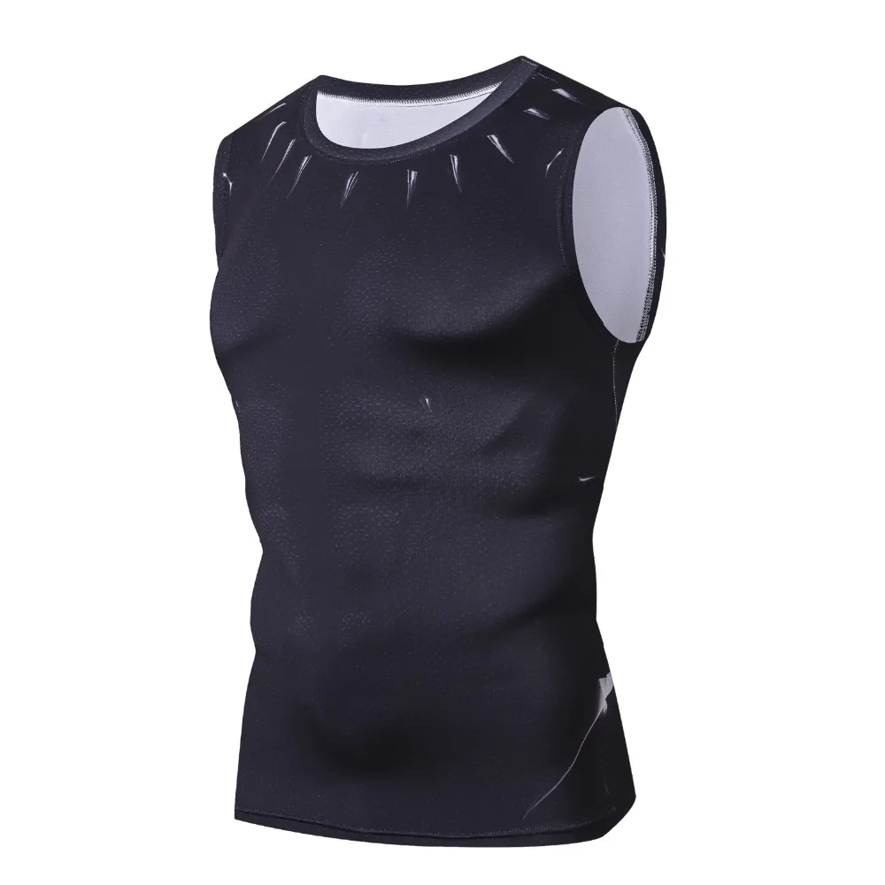

2018 Black Panther Tank Top Men 3D Compression Bodybuilding Tops Vest Sportswear Muscle Stringer Singlets Fitness Clothing