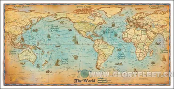 

Large HD Vintage Ocean Map Classrooms Office Home Decoration Detailed Antique Poster Wall Chart Cotton cloth Canvas Painting